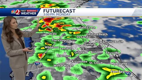 Widespread showers and storms expected Sunday afternoon, possible spot showers Monday